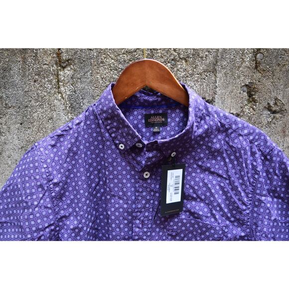 NWT Allen Edmonds Purple Short Sleeve Button-Down Shirt Men’s Size M - Picture 2 of 4